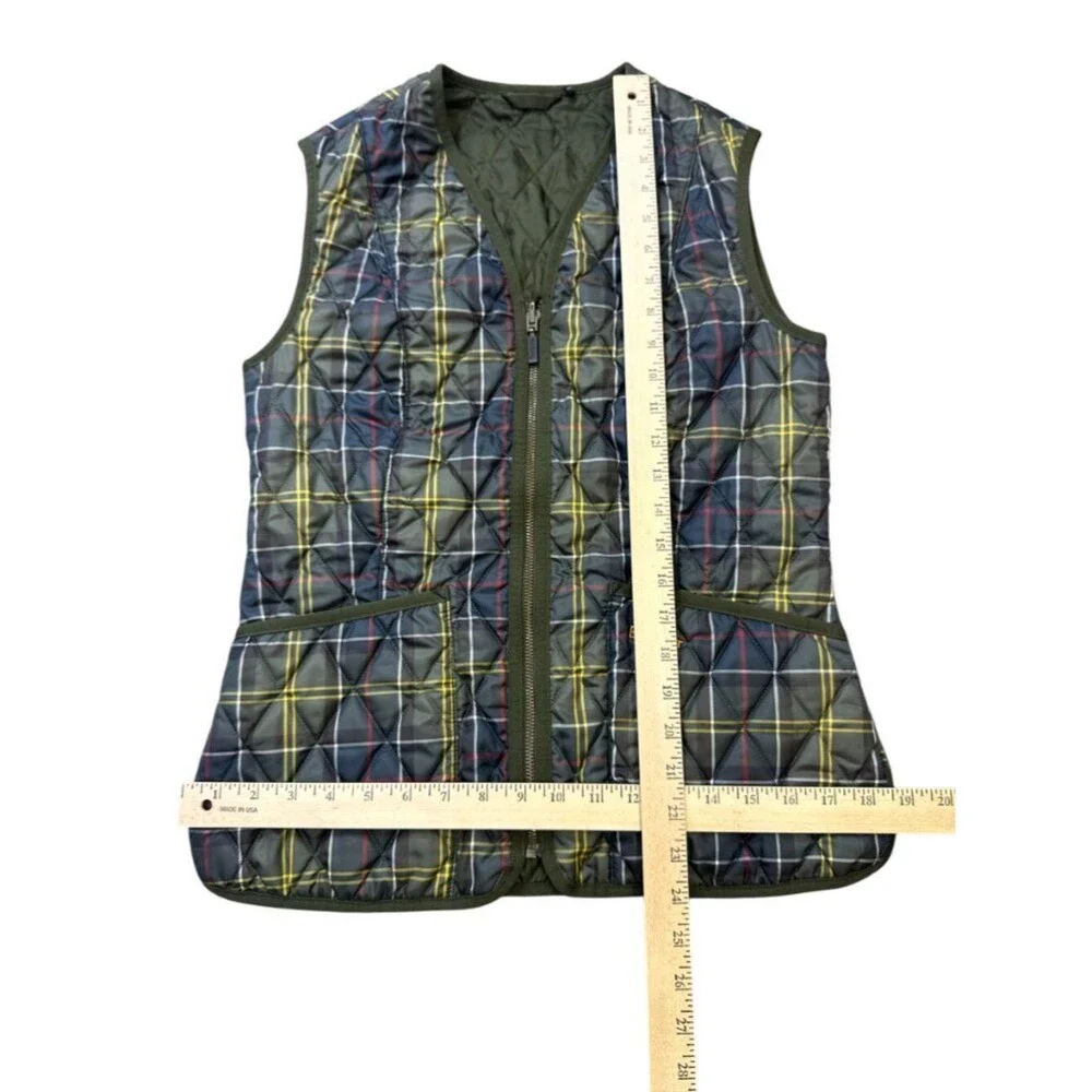 Barbour Vest Tartan Betty Quilted Gilet Liner Womens 6 Green Classic